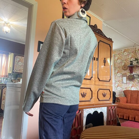 DEADSTOCK 1960s MOD dagger collar abstract long sleeve with Built in dickey! - Picture 8 of 16